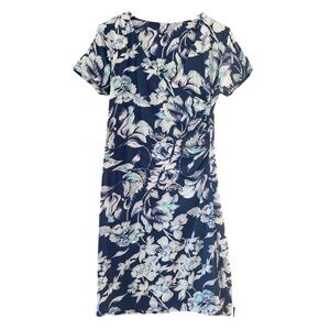 Soft Surroundings Shapely Anywhere Dress in Blue Floral  Small Petite